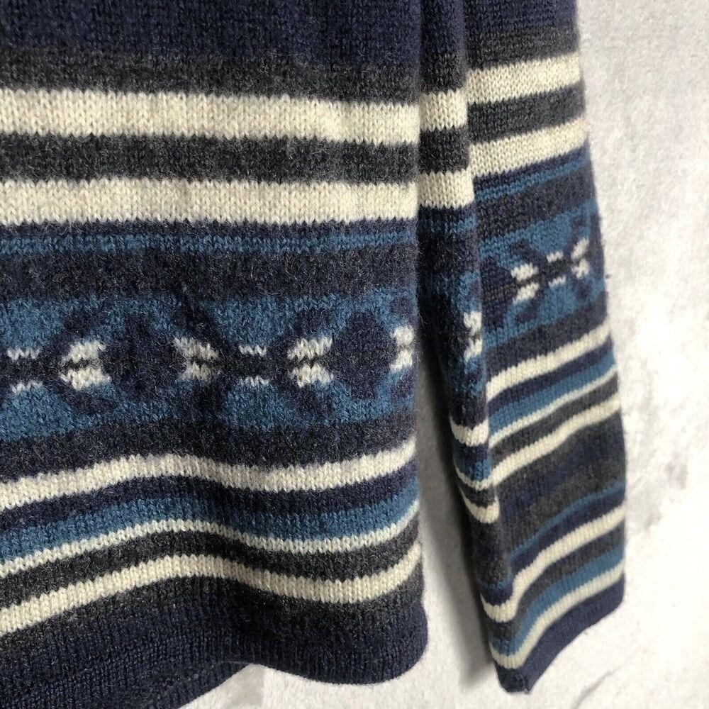 VTG KAREN SCOTT 100% Wool Cardigan Women's Sz M Black Blue Metal Button Sweater - Picture 12 of 13